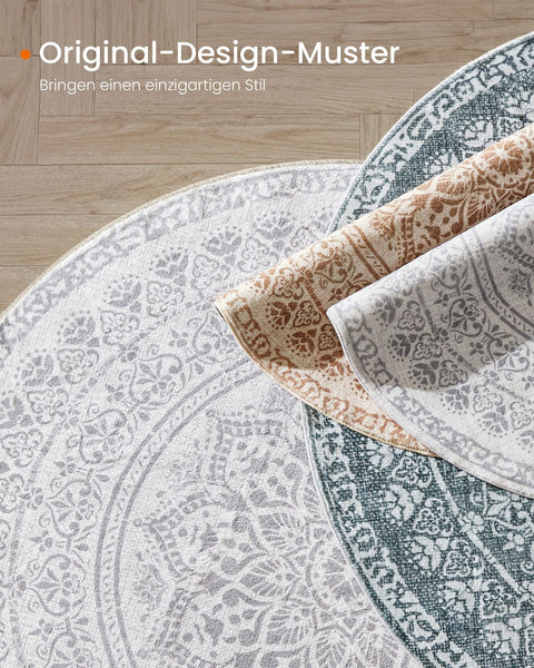 Rootz Dove Gray Boho Style Round Carpet - Circular Rug - Area Rug - Polyester/Felt/TPR - 160cm Diameter - Lightweight 2.8kg
