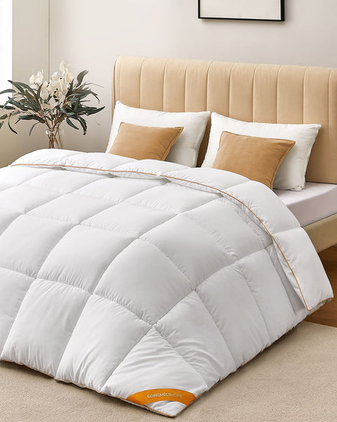 Rootz Cloud White Duvet - Comforter - Bedspread - 300 GSM Microfiber - 200cm x 135cm - Lightweight - 8 Loops