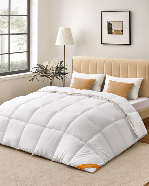 Rootz Cloud White Duvet - Comforter - Bed Cover - Breathable Microfiber - Polyester Fiber - 200cm x 200cm - 8 Loops - Lightweight - 2.4kg
