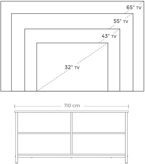 Rootz TV Shelf Organizer - Media Stand - Entertainment Center - Space-saving Design - 120cm x 30cm x 60cm