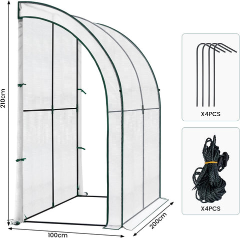 Rootz Premium Lean-to Greenhouse - Garden Greenhouse - Outdoor Greenhouse - UV Protection - Durable Design - Easy Assembly - 200cm x 210cm x 100cm