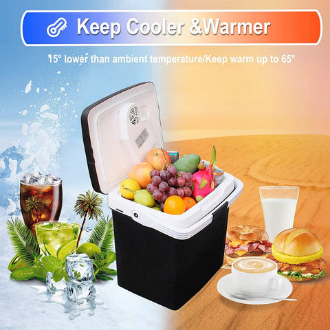 Rootz Portable 24L Electric Cooler Warmer - 12V Fridge Heater - AC/DC Adapter - Eco-Friendly - 41cm x 32cm x 42cm