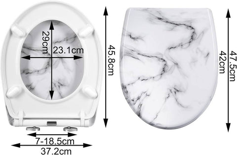 Rootz Thermoset O-Shaped Toilet Seat - Soft Close Lid - Quick Release - Stainless Steel Hinges - Antibacterial - 37cm x 47.5cm