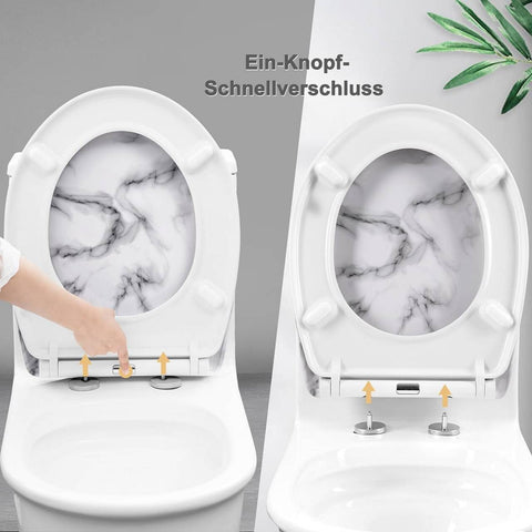 Rootz Thermoset O-Shaped Toilet Seat - Soft Close Lid - Quick Release - Stainless Steel Hinges - Antibacterial - 37cm x 47.5cm
