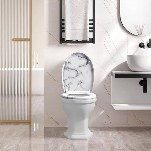 Rootz Thermoset O-Shaped Toilet Seat - Soft Close Lid - Quick Release - Stainless Steel Hinges - Antibacterial - 37cm x 47.5cm