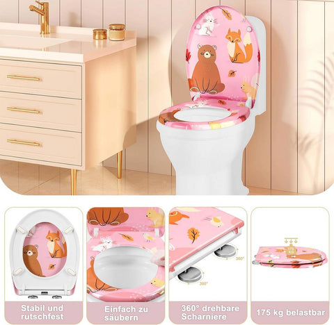 Rootz Thermoset Toilet Seat - Soft Close Toilet Lid - Quick Release Toilet Seat - Antibacterial - 37x47.5cm - O Shape - Stainless Steel Hinges