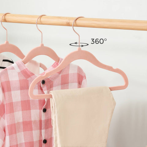 Rootz 50 Pack Children's Clothes Hangers - Kids Hangers - Velvet Hangers - Space Saving - Anti-Slip Surface - 30cm x 0.5cm x 20.5cm
