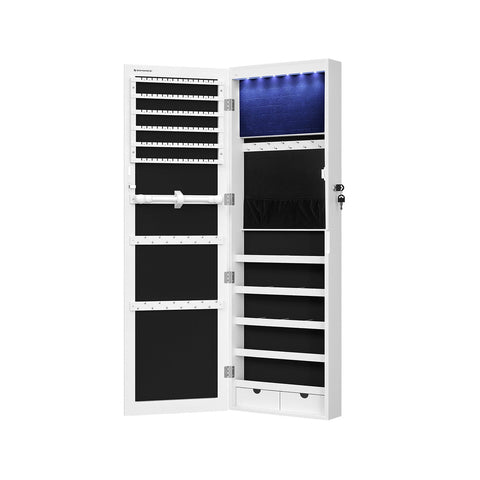 Rootz Jewelry Cabinet - Jewelry Organizer - Jewelry Armoire - MDF Construction - Velvet Lining - Glass Mirror - Beauty Program - Easy Organization - Spacious Layout - 37cm x 10cm x 120cm
