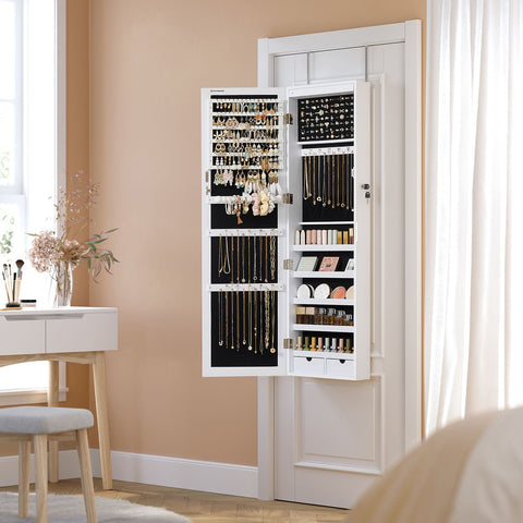 Rootz Jewelry Cabinet - Jewelry Organizer - Jewelry Armoire - MDF Construction - Velvet Lining - Glass Mirror - Beauty Program - Easy Organization - Spacious Layout - 37cm x 10cm x 120cm