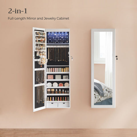 Rootz Jewelry Cabinet - Jewelry Organizer - Jewelry Armoire - MDF Construction - Velvet Lining - Glass Mirror - Beauty Program - Easy Organization - Spacious Layout - 37cm x 10cm x 120cm