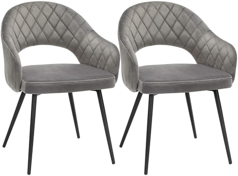 Rootz 2 Piece Set Kitchen Chair - Dining Room Chair - Velvet Chair - Modern Design - 57cm x 56cm x 77cm