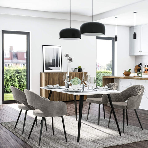 Rootz 2 Piece Set Kitchen Chair - Dining Room Chair - Velvet Chair - Modern Design - 57cm x 56cm x 77cm