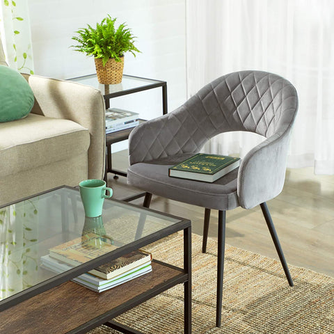 Rootz 2 Piece Set Kitchen Chair - Dining Room Chair - Velvet Chair - Modern Design - 57cm x 56cm x 77cm