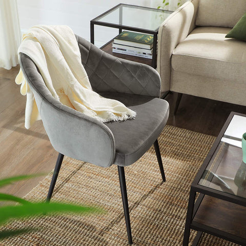 Rootz 2 Piece Set Kitchen Chair - Dining Room Chair - Velvet Chair - Modern Design - 57cm x 56cm x 77cm