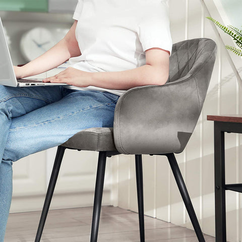 Rootz 2 Piece Set Kitchen Chair - Dining Room Chair - Velvet Chair - Modern Design - 57cm x 56cm x 77cm