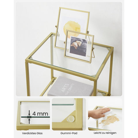 Rootz 6 Shelf Gold Glass Shelf - Display Stand - Shelving Unit - Steel Frame - Tempered Glass - 30cm x 40cm x 177.3cm - Spacious Storage - Sturdy Construction - Easy Assembly