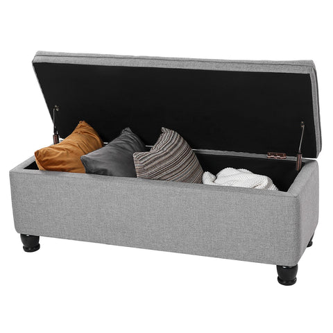 Rootz Storage Stool - Ottoman Bench - Grey - MDF - High-Density Foam - Spacious - 45cm x 118cm x 45cm
