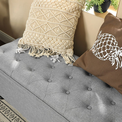 Rootz Storage Stool - Ottoman Bench - Grey - MDF - High-Density Foam - Spacious - 45cm x 118cm x 45cm