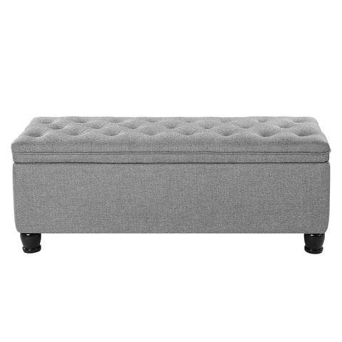 Rootz Storage Stool - Ottoman Bench - Grey - MDF - High-Density Foam - Spacious - 45cm x 118cm x 45cm