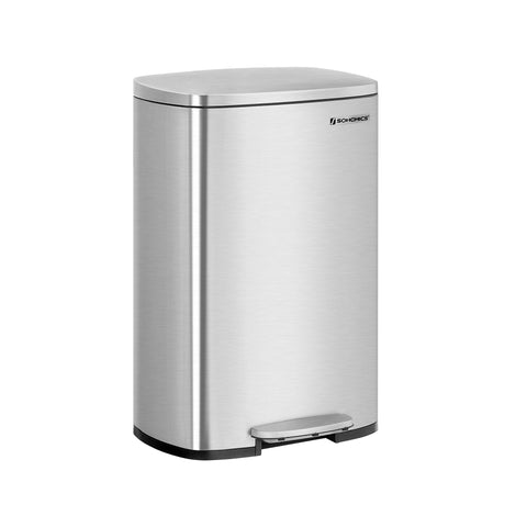 Rootz 50L Pedal Bin - Trash Can - Garbage Bin - Steel Construction - Slow Close Lid - Removable Inner Bucket - 42.4cm x 32cm x 65cm