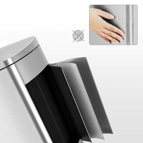 Rootz 50L Pedal Bin - Trash Can - Garbage Bin - Steel Construction - Slow Close Lid - Removable Inner Bucket - 42.4cm x 32cm x 65cm