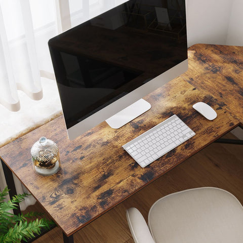Rootz Corner Desk - L-shaped Desk With 2 Shelves - Industrial Look - Computer Desk - Office Desk - Corner Study Desk - Corner Gaming Desk - Chipboard - Steel - Vintage Brown-black - 138 x 138 x 75 cm (D x W x H)