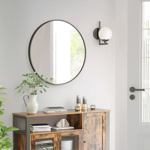 Rootz Round Mirror - Vanity Mirror - Wall Mirror - Aluminum Alloy Frame - MDF Backboard - Glass - Lightweight - Easy to Install - 61cm x 3.6cm x 61cm
