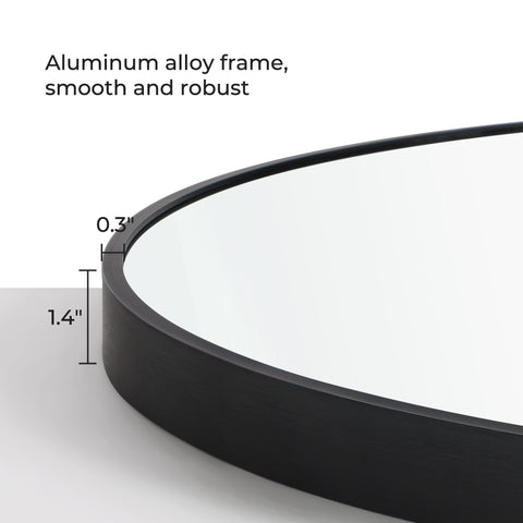 Rootz Round Mirror - Vanity Mirror - Wall Mirror - Aluminum Alloy Frame - MDF Backboard - Glass - Lightweight - Easy to Install - 61cm x 3.6cm x 61cm