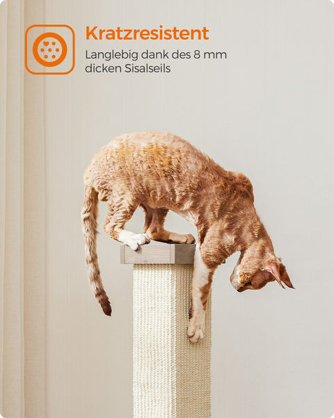 Rootz Scratching Post Cat Tree - Cat Scratcher - Cat Climbing Tower - Chipboard Construction - Sisal Rope - 38cm x 38cm x 73cm