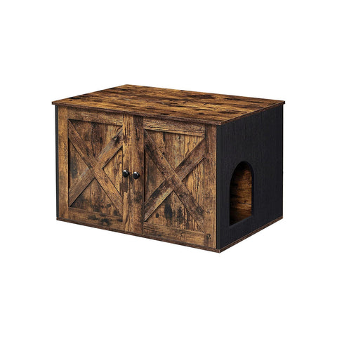 Rootz Cat House - Litter Box Enclosure - Pet Furniture - Chipboard Construction - Curved Entrance - Multi-functional - 80cm x 53cm x 49.2cm