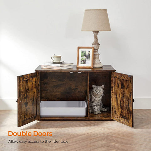 Rootz Cat House - Litter Box Enclosure - Pet Furniture - Chipboard Construction - Curved Entrance - Multi-functional - 80cm x 53cm x 49.2cm