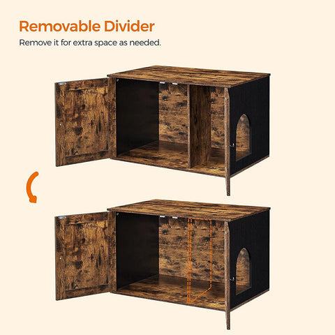 Rootz Cat House - Litter Box Enclosure - Pet Furniture - Chipboard Construction - Curved Entrance - Multi-functional - 80cm x 53cm x 49.2cm