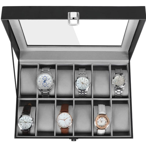 Rootz Watch Box Organizer - Watch Display Case - Watch Storage - Removable Watch Cushions - Excellent Gift Idea - Stylish Decoration - 32cm x 18.6cm x 8.5cm