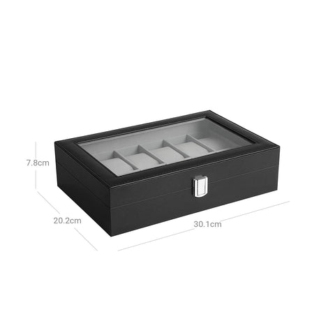 Rootz Watch Box Organizer - Watch Display Case - Watch Storage - Removable Watch Cushions - Excellent Gift Idea - Stylish Decoration - 32cm x 18.6cm x 8.5cm
