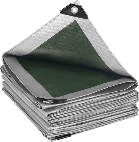Rootz Waterproof Tarpaulin - Heavy-Duty Cover - UV and Tear-Resistant - Multi-Purpose - Easy Setup - 6m x 8m