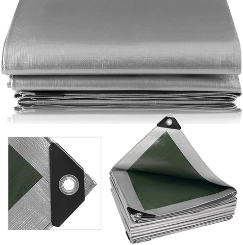 Rootz Waterproof Tarpaulin - Heavy-Duty Cover - UV and Tear-Resistant - Multi-Purpose - Easy Setup - 6m x 8m