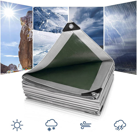 Rootz Waterproof Tarpaulin - Heavy-Duty Cover - UV and Tear-Resistant - Multi-Purpose - Easy Setup - 6m x 8m