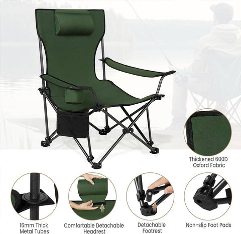 Rootz Ultimate Outdoor Folding Chair - Fishing Chair - Portable Lounge Chair - Versatile, Durable, Lightweight - 600D Oxford Fabric - 115cm x 88.5cm x 84cm (sitting), 160cm x 44cm x 84cm (lying down)