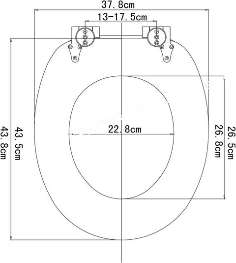 Rootz Premium Soft-Close Toilet Seat - Antibacterial Toilet Lid - High-Durability Seat - Soft-Closing, High Load Capacity, Easy to Clean - MDF, Zinc Alloy, Stainless Steel - 37.8cm x 43.8cm
