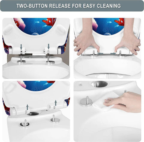 Rootz Deluxe Duroplast Toilet Seat - Soft-Close Seat - Quick Release Toilet Lid - Antibacterial - Easy Cleaning - Non-Slip - 45.5cm x 37.1cm