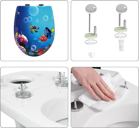 Rootz Deluxe Duroplast Toilet Seat - Soft-Close Seat - Quick Release Toilet Lid - Antibacterial - Easy Cleaning - Non-Slip - 45.5cm x 37.1cm