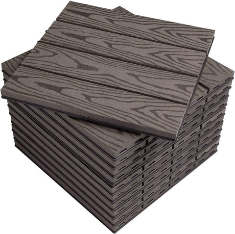 Rootz WPC Terrace Tiles - Wood Plastic Composite - Click System - Durable Material - Easy Installation - Versatile Design - 30x30x1.8cm