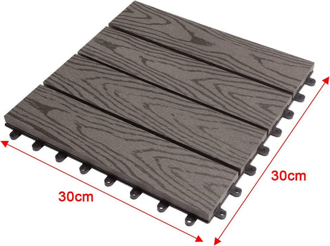Rootz WPC Terrace Tiles - Wood Plastic Composite - Click System - Durable Material - Easy Installation - Versatile Design - 30x30x1.8cm
