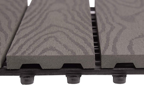 Rootz WPC Terrace Tiles - Wood Plastic Composite - Click System - Durable Material - Easy Installation - Versatile Design - 30x30x1.8cm
