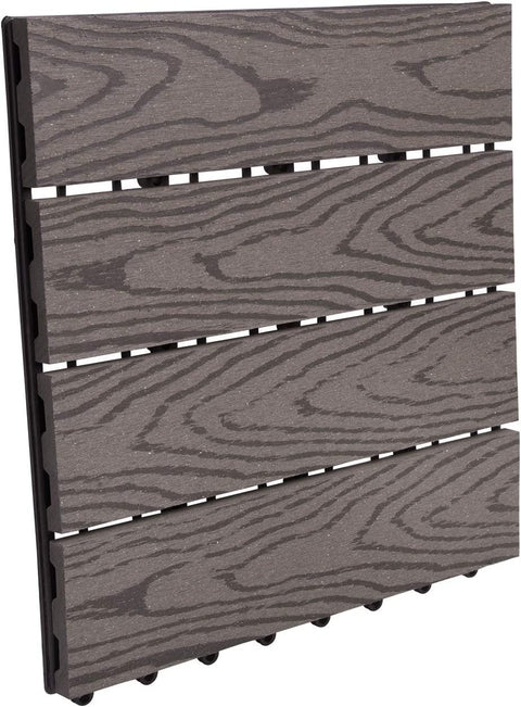 Rootz WPC Terrace Tiles - Wood Plastic Composite - Click System - Durable Material - Easy Installation - Versatile Design - 30x30x1.8cm