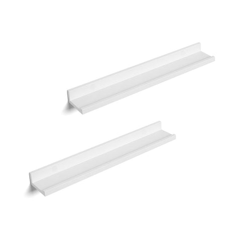Rootz Floating Shelves Set - Versatile - Built To Last - Designed For Photos - Fittings Bag - Children's Books - 2 Glossy - E1 Class MDF-high Gloss Lacquer - White - 110 x 10 x 5/2 cm