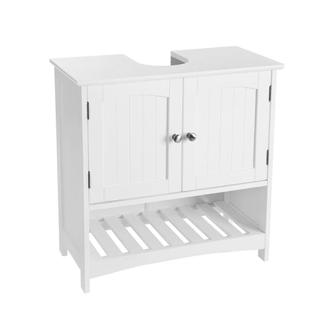 Rootz White Standing Cabinet - Bathroom Storage - Swiveling Doors - Country House Style - MDF Boards - 60cm x 60cm x 30cm