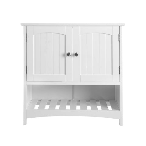 Rootz White Standing Cabinet - Bathroom Storage - Swiveling Doors - Country House Style - MDF Boards - 60cm x 60cm x 30cm