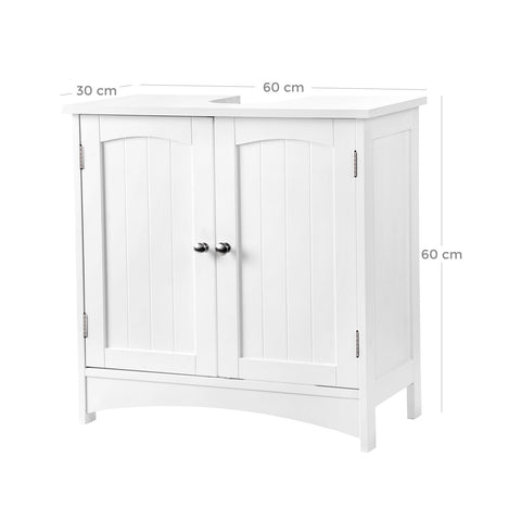Rootz White Standing Cabinet - Bathroom Storage - Swiveling Doors - Country House Style - MDF Boards - 60cm x 60cm x 30cm
