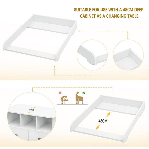Rootz Changing Attachment - Baby Changing Station - Diaper Change Table - MDF Material - 60cm x 10.5cm x 80cm